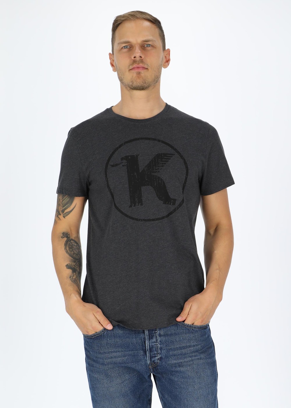 Logo Tee, Dk Grey Melange, M,  T-Shirts