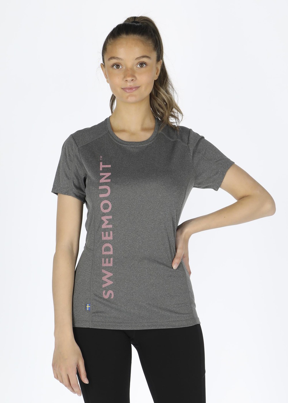 Training Logo Tee W, Dk. Grey Melange/Lt. Pink, 36,  Tränings-T-Shirts Training Logo Tee W, Dk. Grey Melange/Lt. Pink, 36,  Tränings-T-Shirts