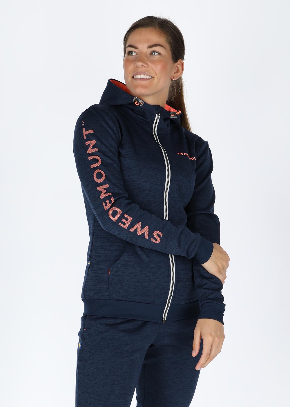 Training Logo Zip Hood W, Navy Melange/Apricot Melange, 36,  Hoodies