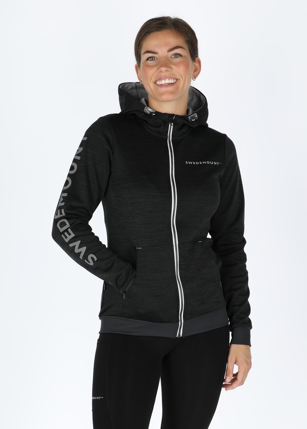 Training Logo Zip Hood W, Charcoal Melange/Lt. Grey Mela, 36,  Hoodies