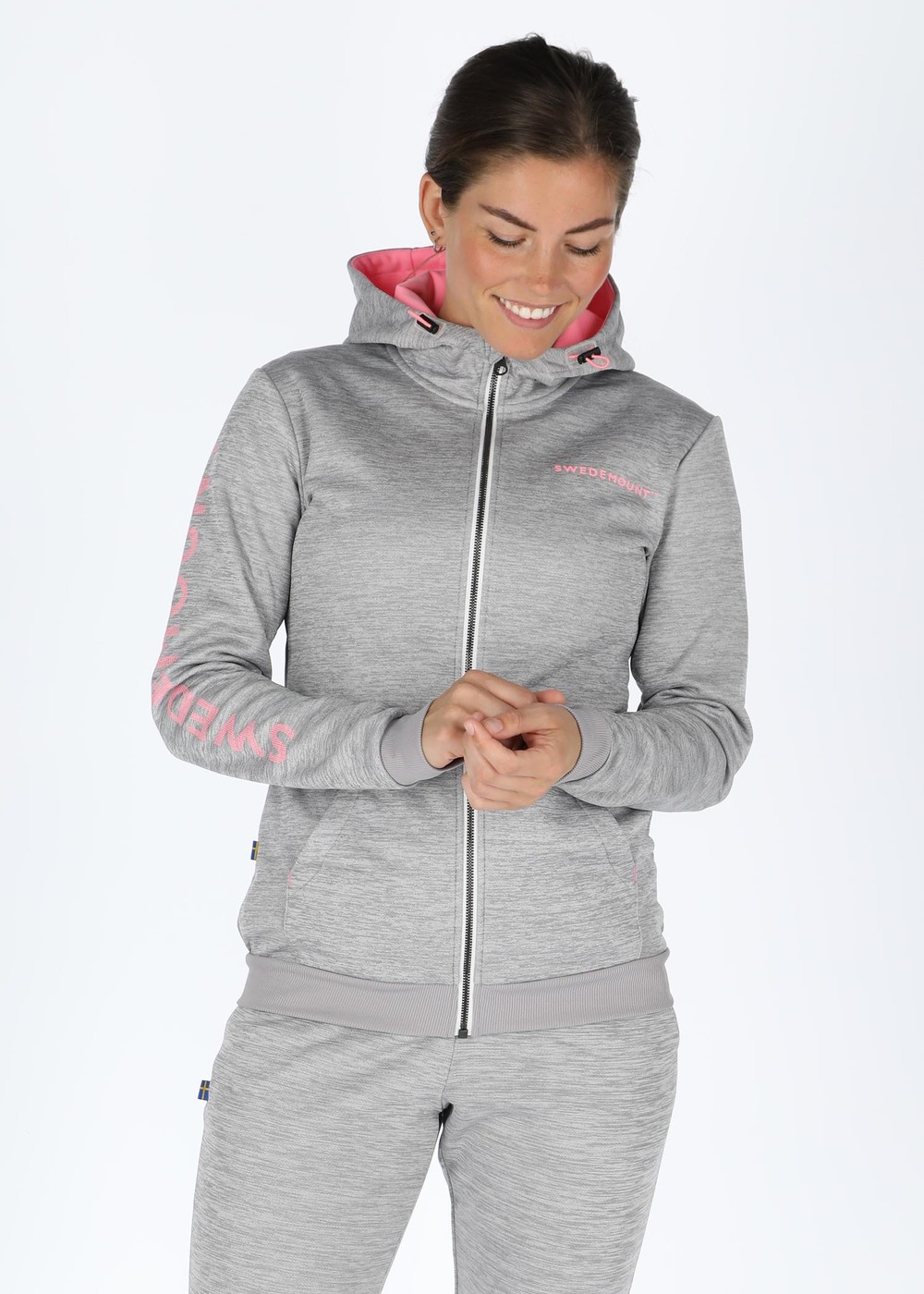 Training Logo Zip Hood W, Lt Greymelange/Lt Pink, 46,  Hoodies