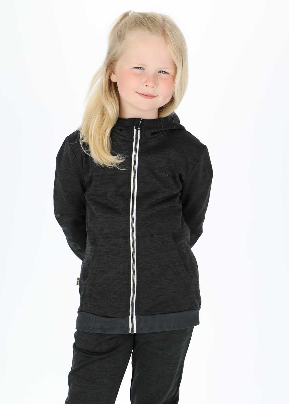 Training Logo Zip Hood Jr, Charcoal Melange/Charcoal Mela, 130,  Hoodies