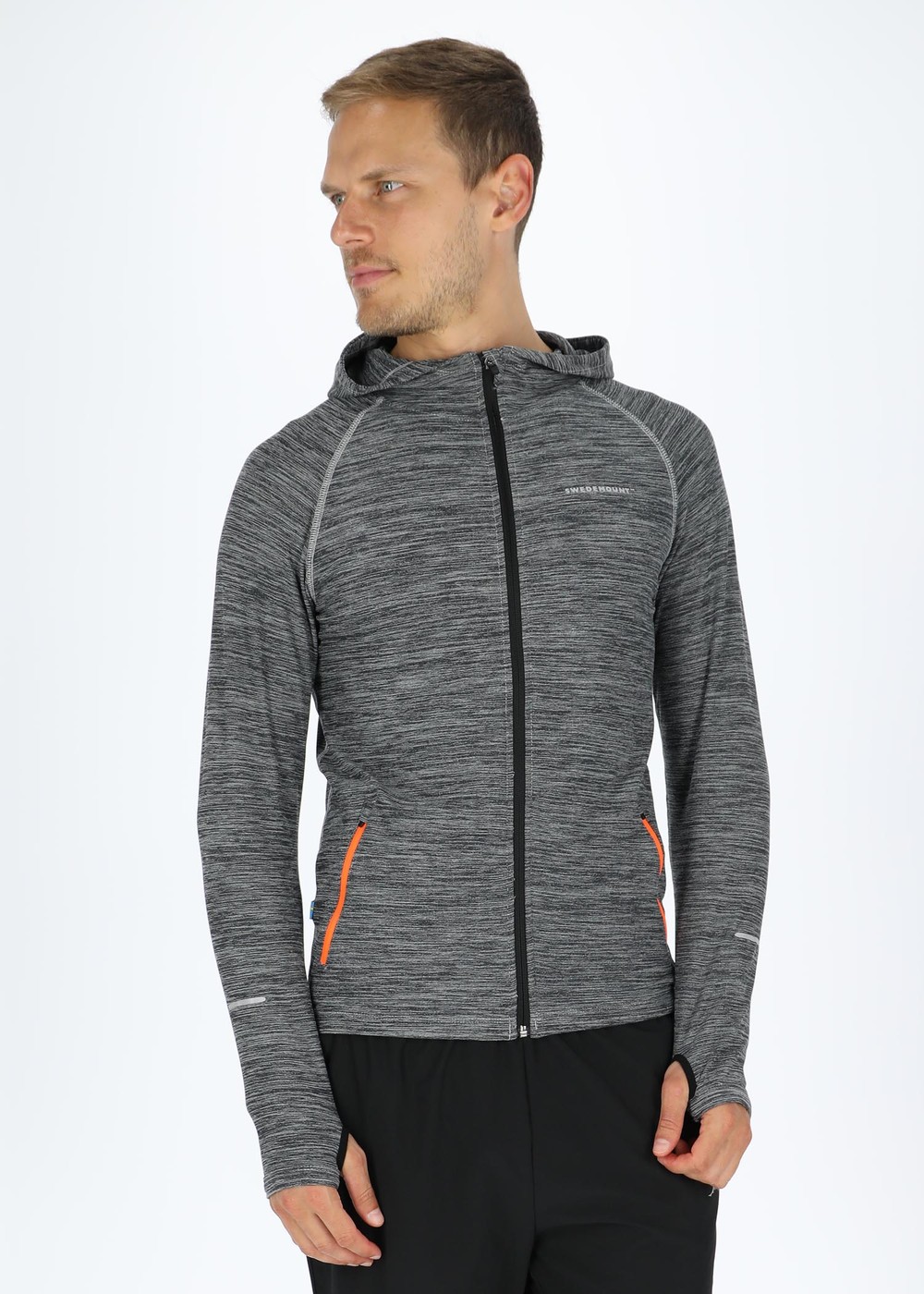 Multi Hood Fullzip, Charcoal Melange/Orange, S,  Tröjor