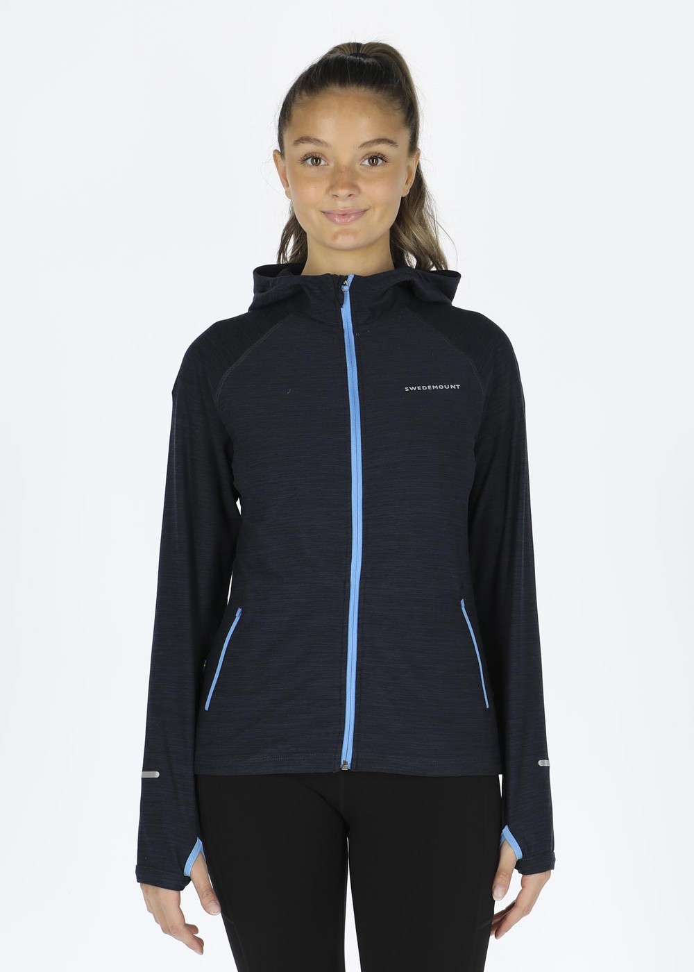 Multi Hood Fullzip W, Dk. Navy Melange/Lt. Blue, 40,  Hoodies