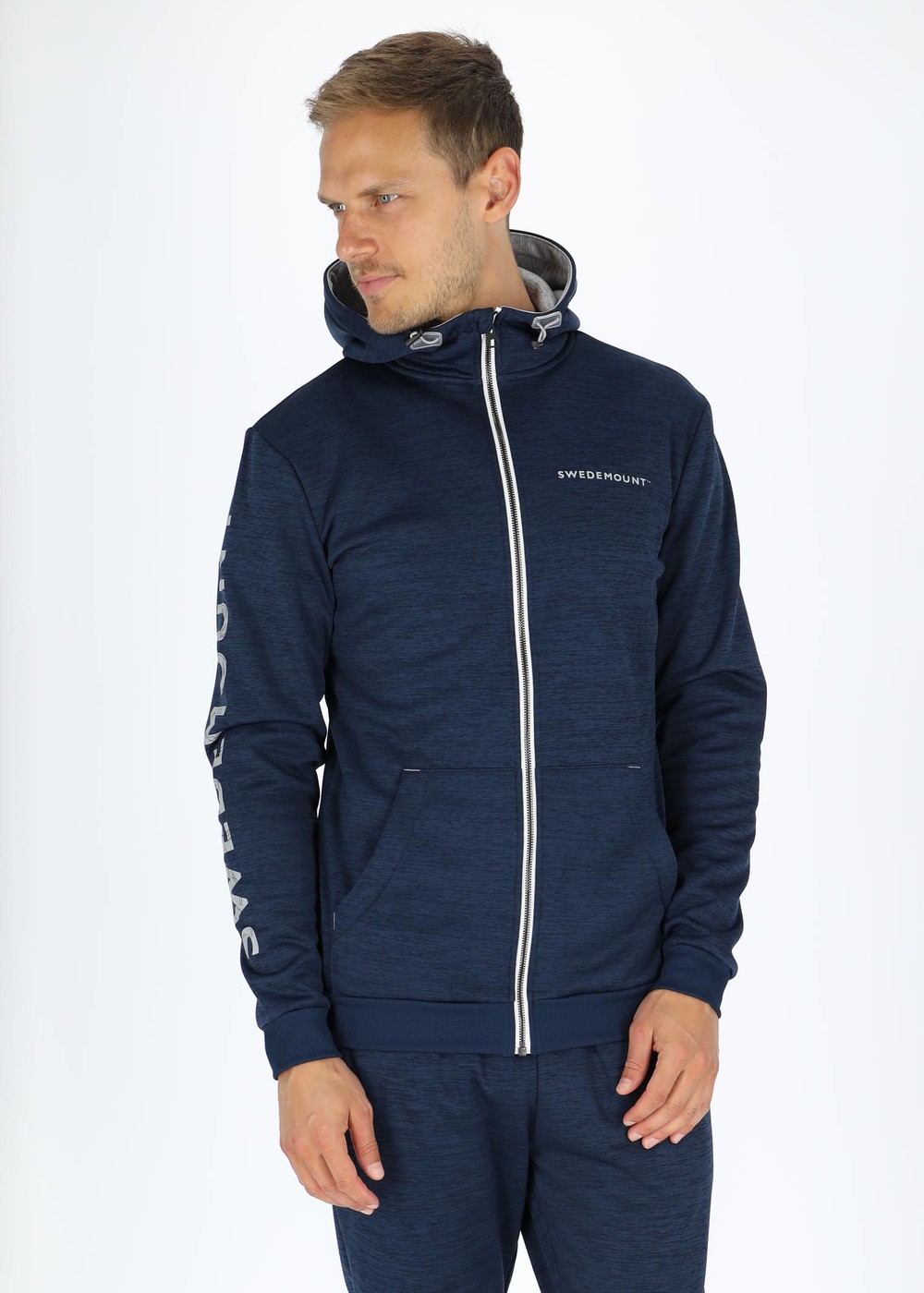 Training Logo Zip Hood, Navy Melange/Lt Grey Mel, S,  Hoodies Training Logo Zip Hood, Navy Melange/Lt Grey Mel, S,  Hoodies
