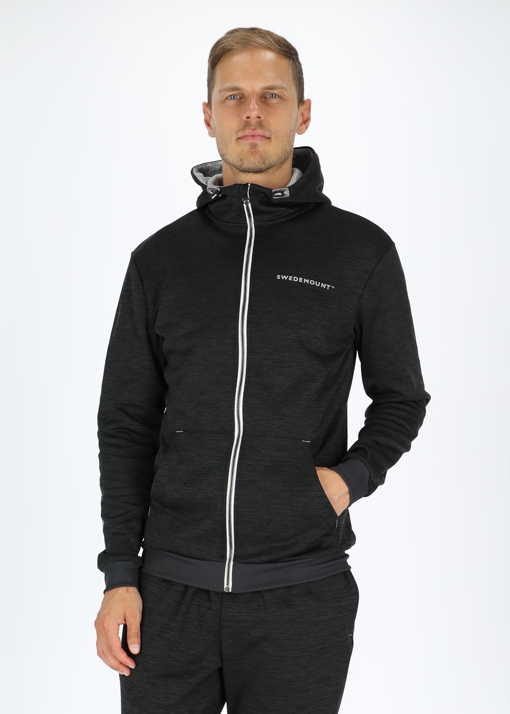 Training Logo Zip Hood, Charcoal Melange/Lt Grey Mel, S,  Hoodies