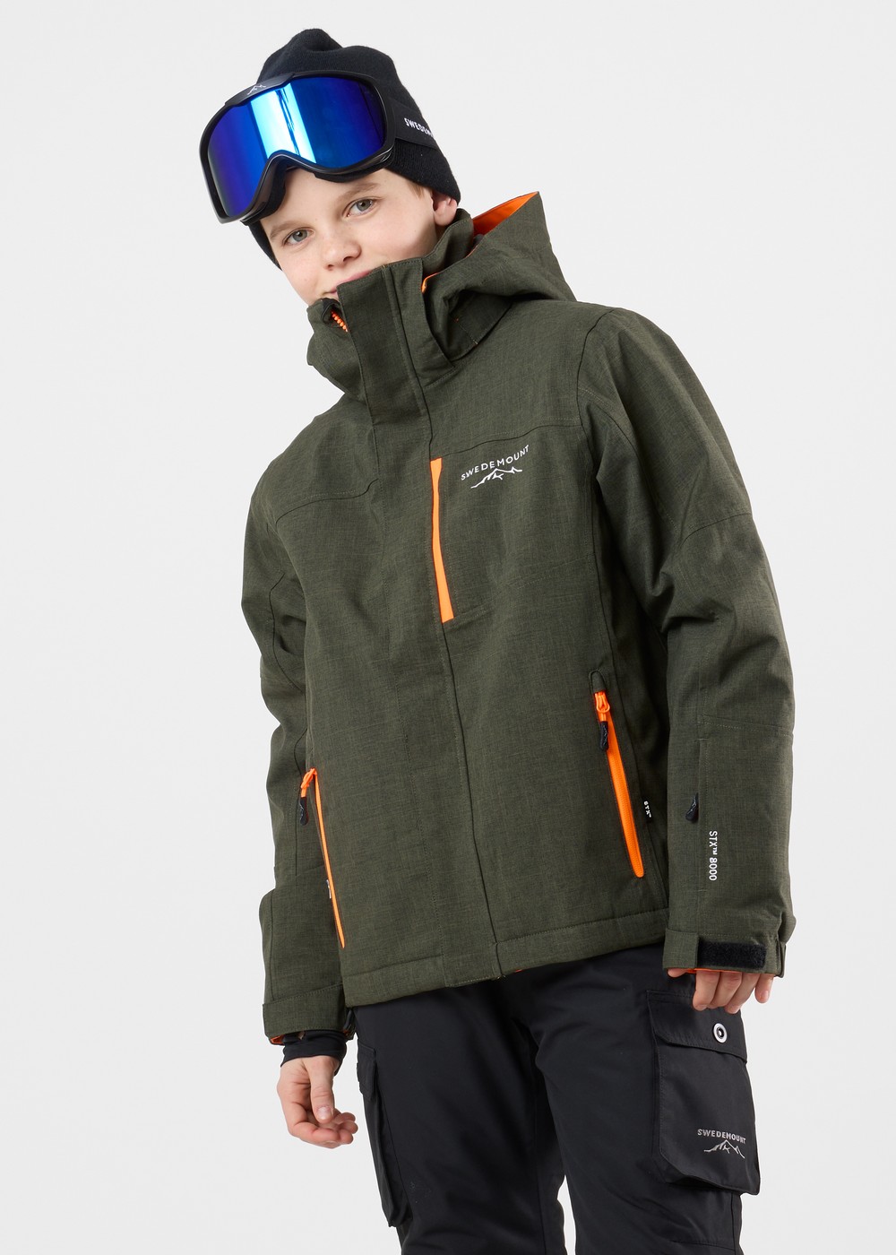 St. Anton Jacket Jr, Olive Melange/Orange, 116,  Skidjackor