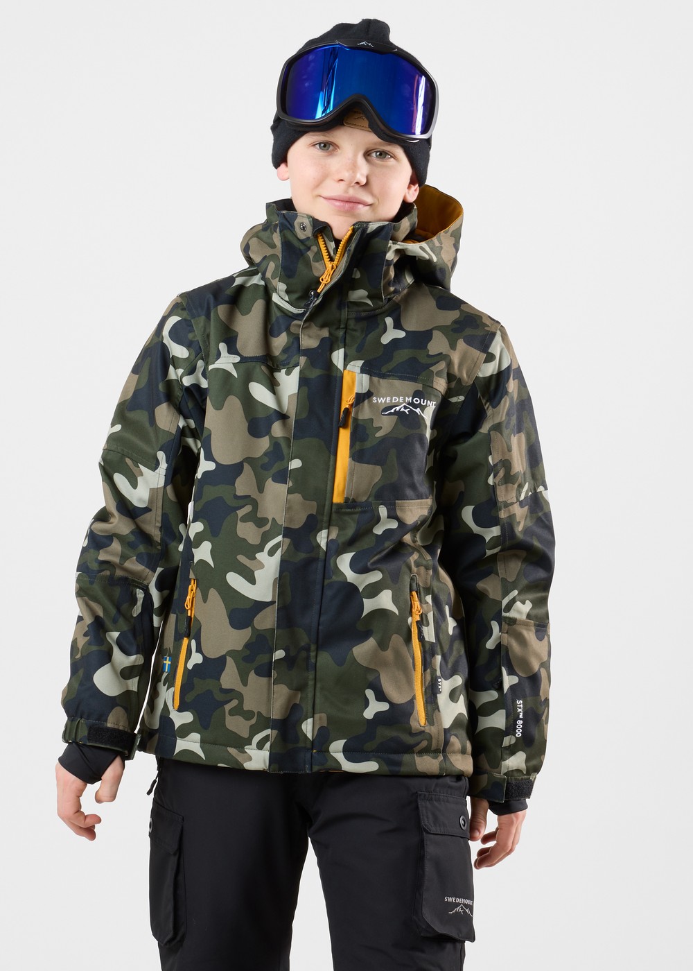 St. Anton Jacket Jr, Green Camouflage/Mustard Yello, 116,  Skidjackor