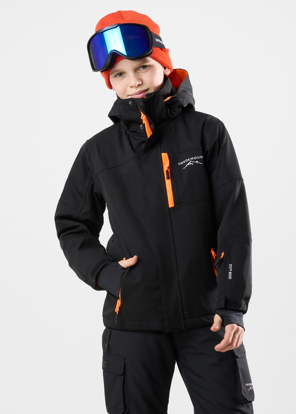 St. Anton Jacket Jr, Black/Orange, 116,  Skidjackor