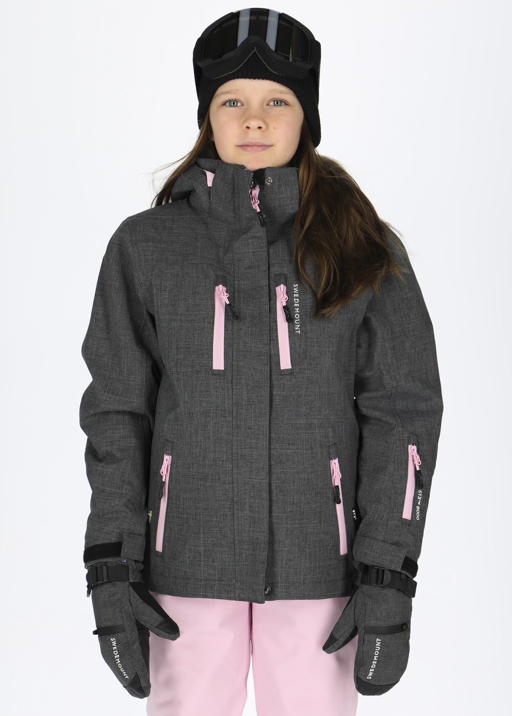 Cervinia Jacket Jr, Charcoal Melange/Light Pink, 116,  Skidjackor