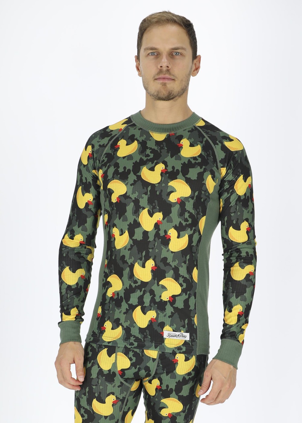 Crewneck L/S Baselayer, Camo Yellow Duck, M,  Underställströjor