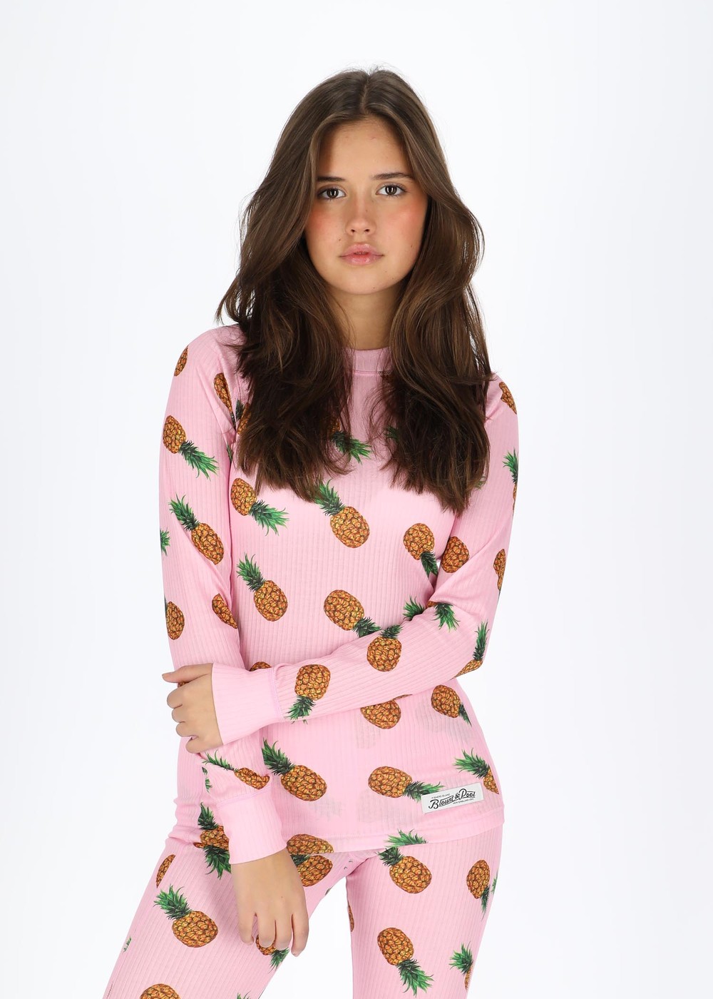 Crewneck L/S Baselayer W, Pink Pineapple Print, 40,  Underställströjor Crewneck L/S Baselayer W, Pink Pineapple Print, 40,  Underställströjor