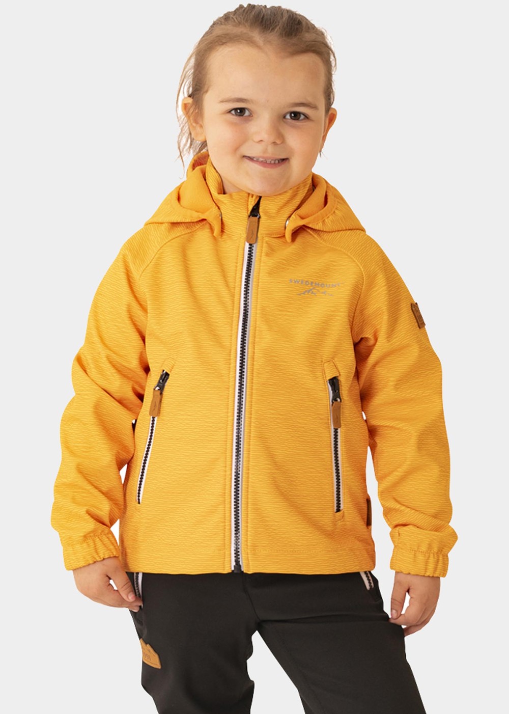 Bergen Softshell Jacket Jr, Mustard Yellow Melange, 130,  Vinterjackor Bergen Softshell Jacket Jr, Mustard Yellow Melange, 130,  Vinterjackor