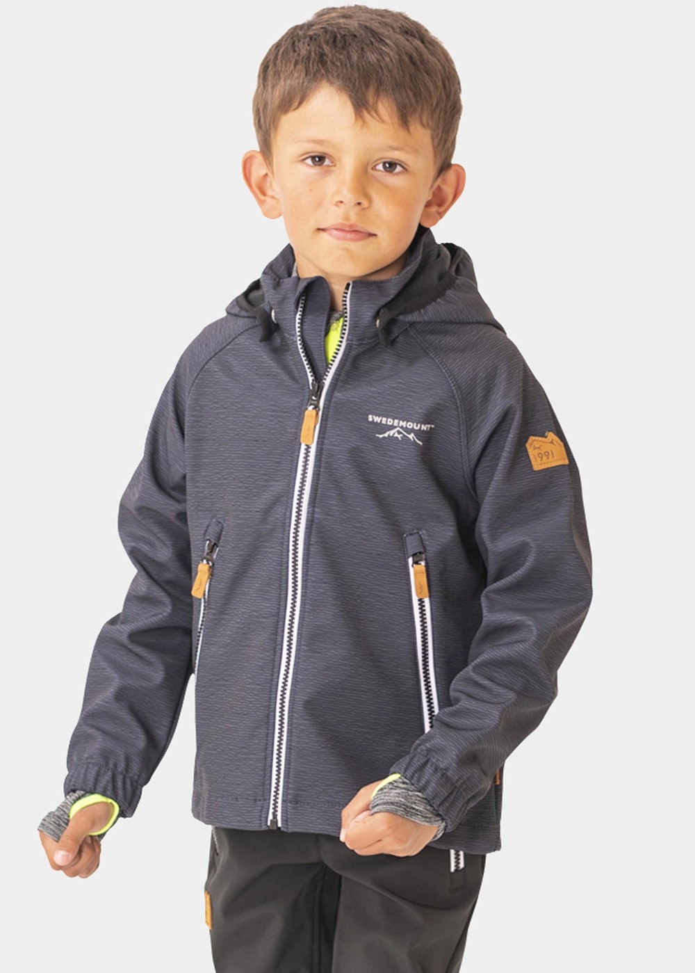 Bergen Softshell Jacket Jr, Charcoal Melange, 90,  Vinterjackor