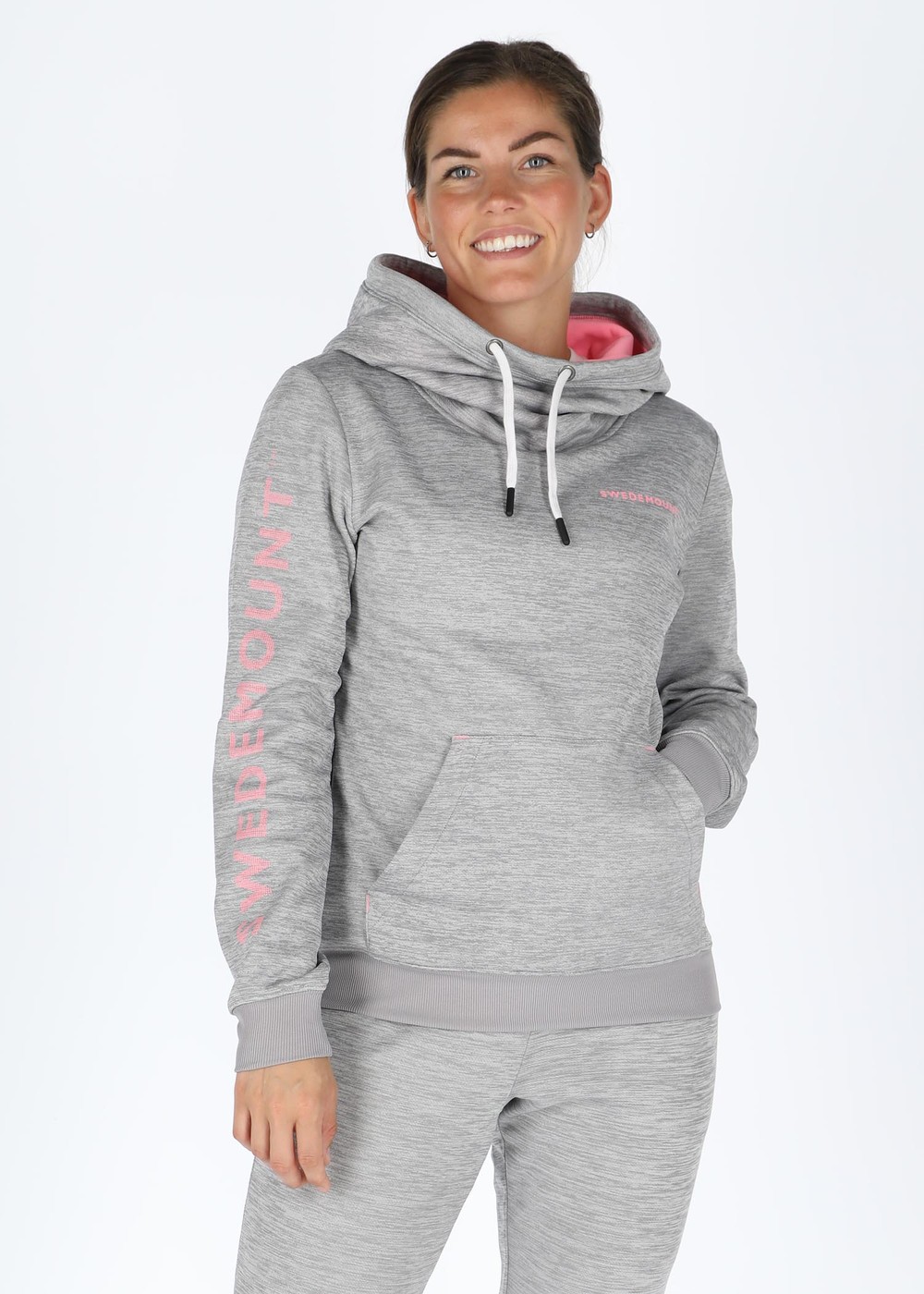 Training Logo Hood W, Lt Greymelange/Lt Pink, 46,  Hoodies