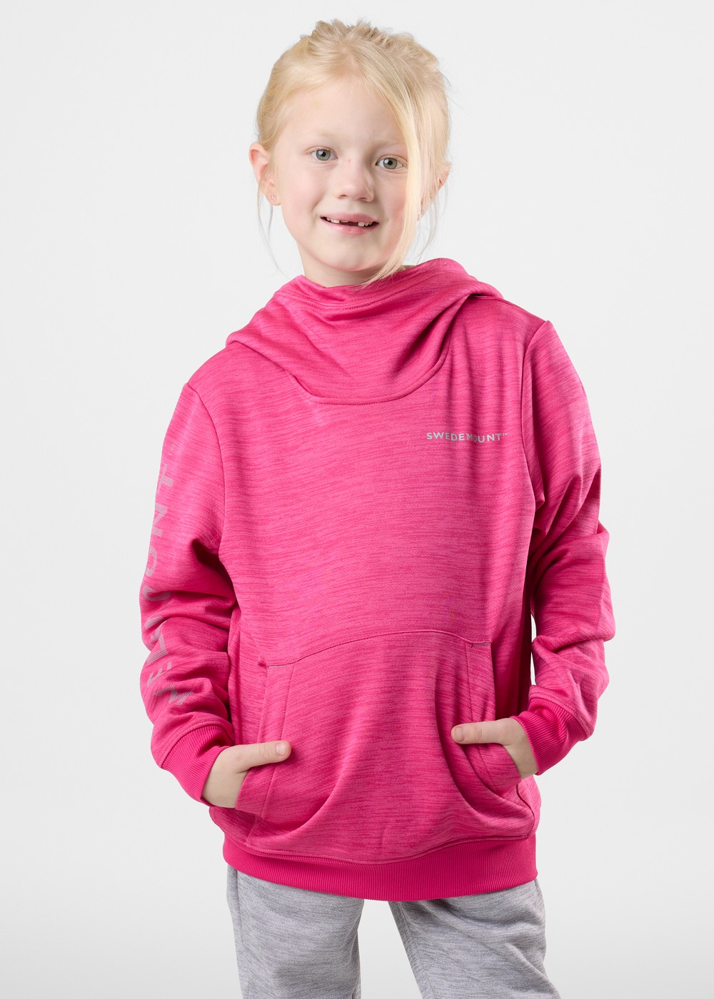 Training Logo Hood Jr, Lt. Pink Melange/ Lt. Grey Mel, 130,  Hoodies