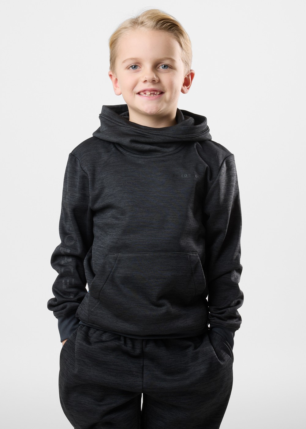 Training Logo Hood Jr, Charcoal Melange/Charcoal Mela, 110,  Hoodies