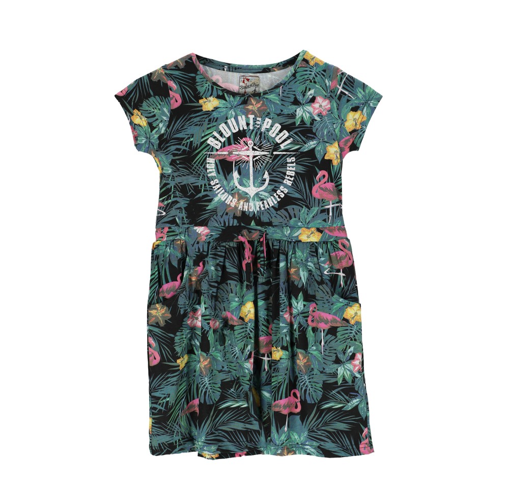 Pink Flamingo Aruba Dress Jr, Black Aop, 90,  Strandkläder