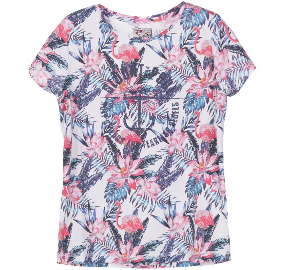 Pink & Blue Flamingo Tee Jr, White, 110,  T-Shirts | Träningskläder//Dam//Sport-BH//Aktivitet | Padelspecialisterna