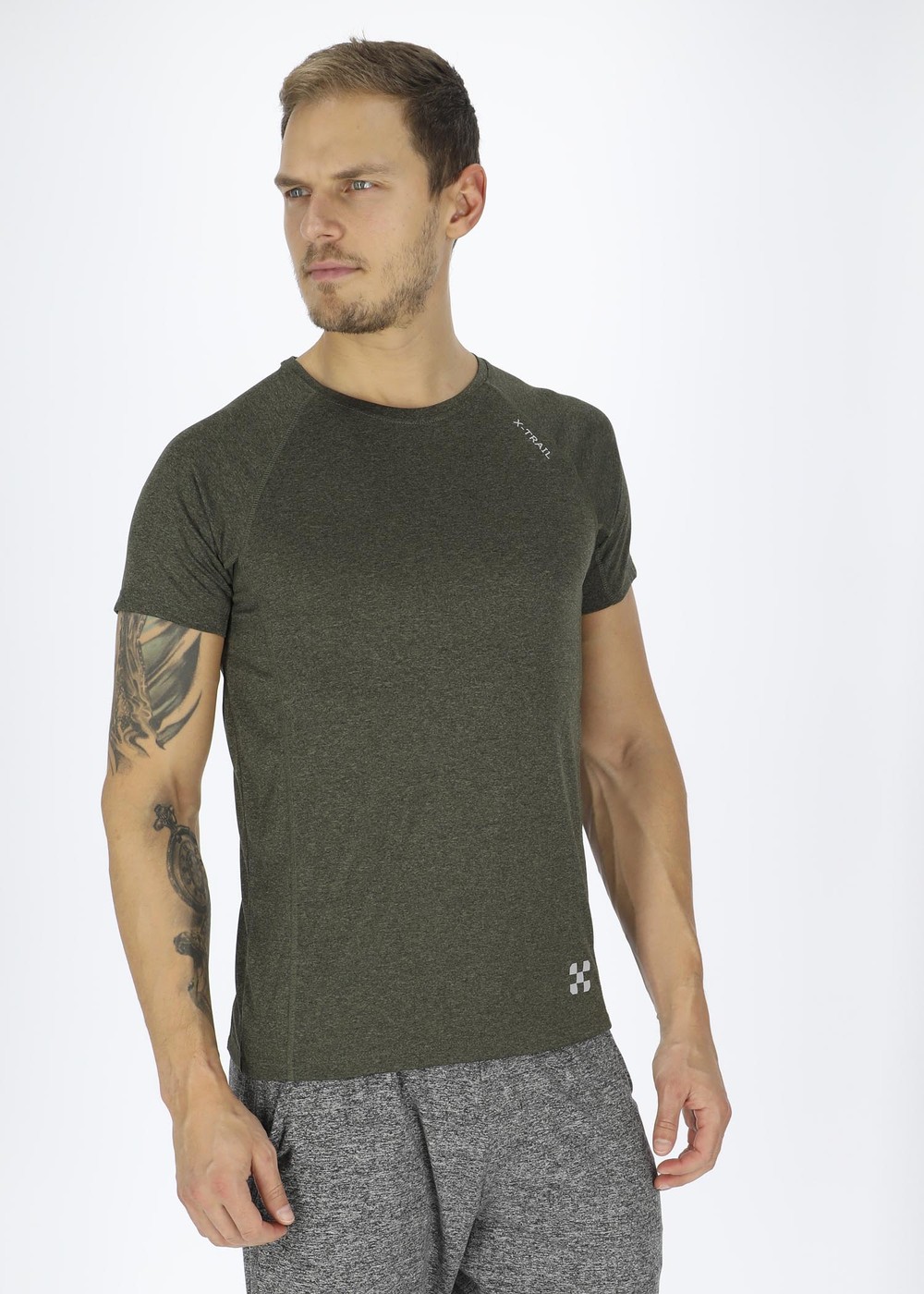 Training Tee, Olive Melange, L,  Tränings-T-Shirts