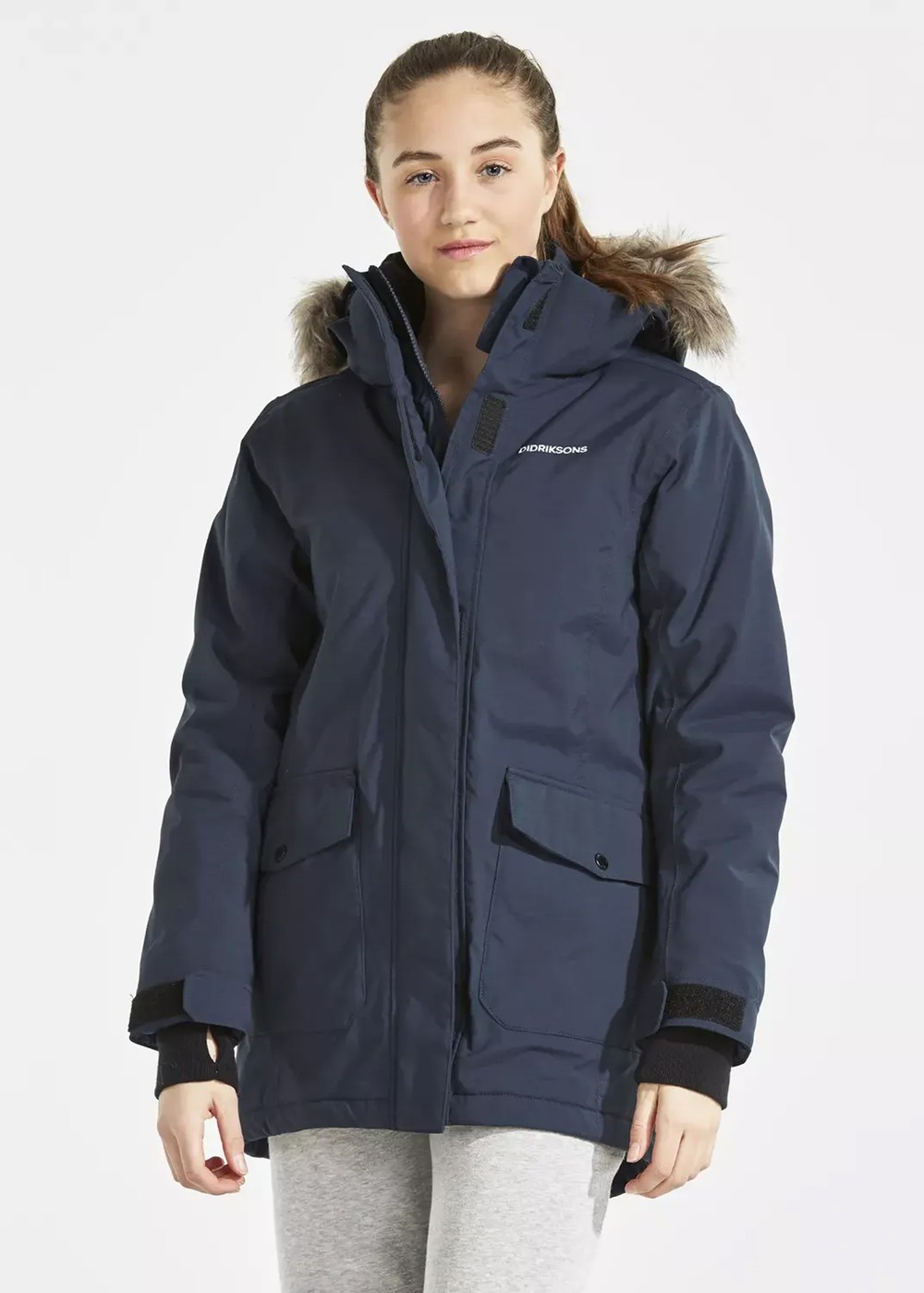 Sassen Girl's Parka, Navy, 130,  Vinterjackor