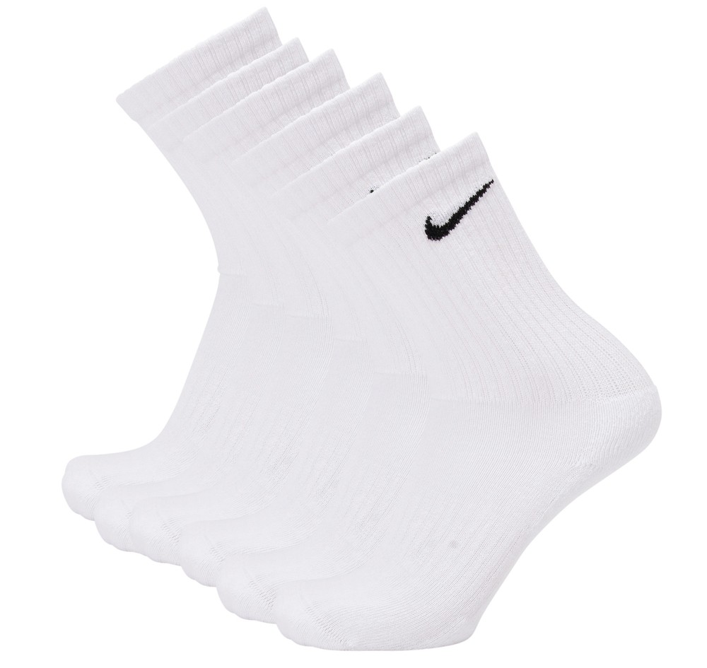 6-Pack Nike Sportsockar Cushion Crew, White/Black, M,  Bomullsstrumpor