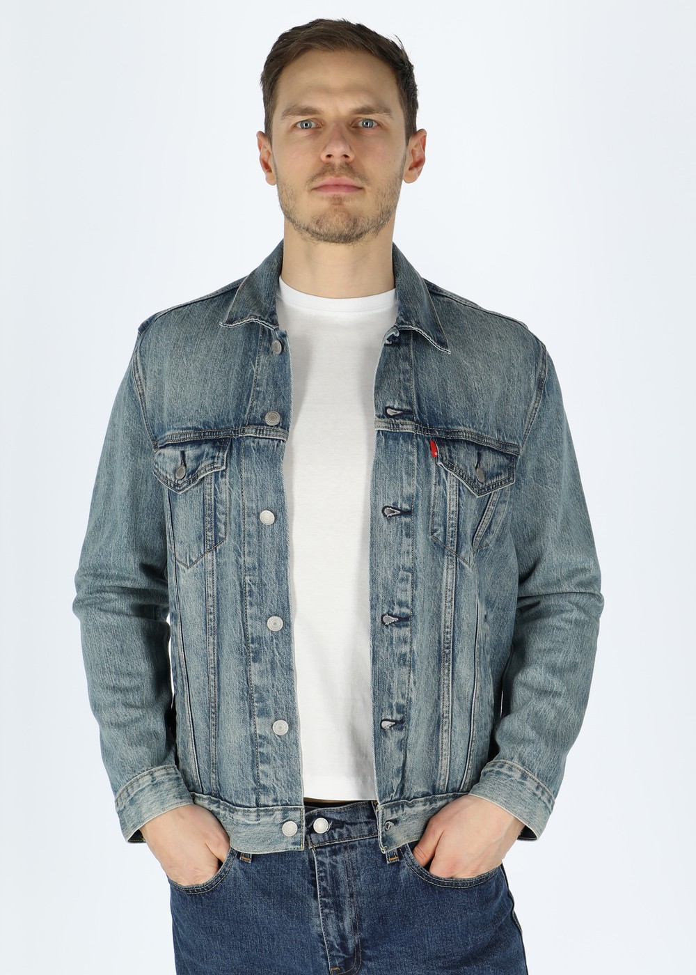 The Trucker Jacket, Light Indigo - Worn In, S,  Jackor | Kläder//Tröjor//Herr//Stickat | Padelspecialisterna