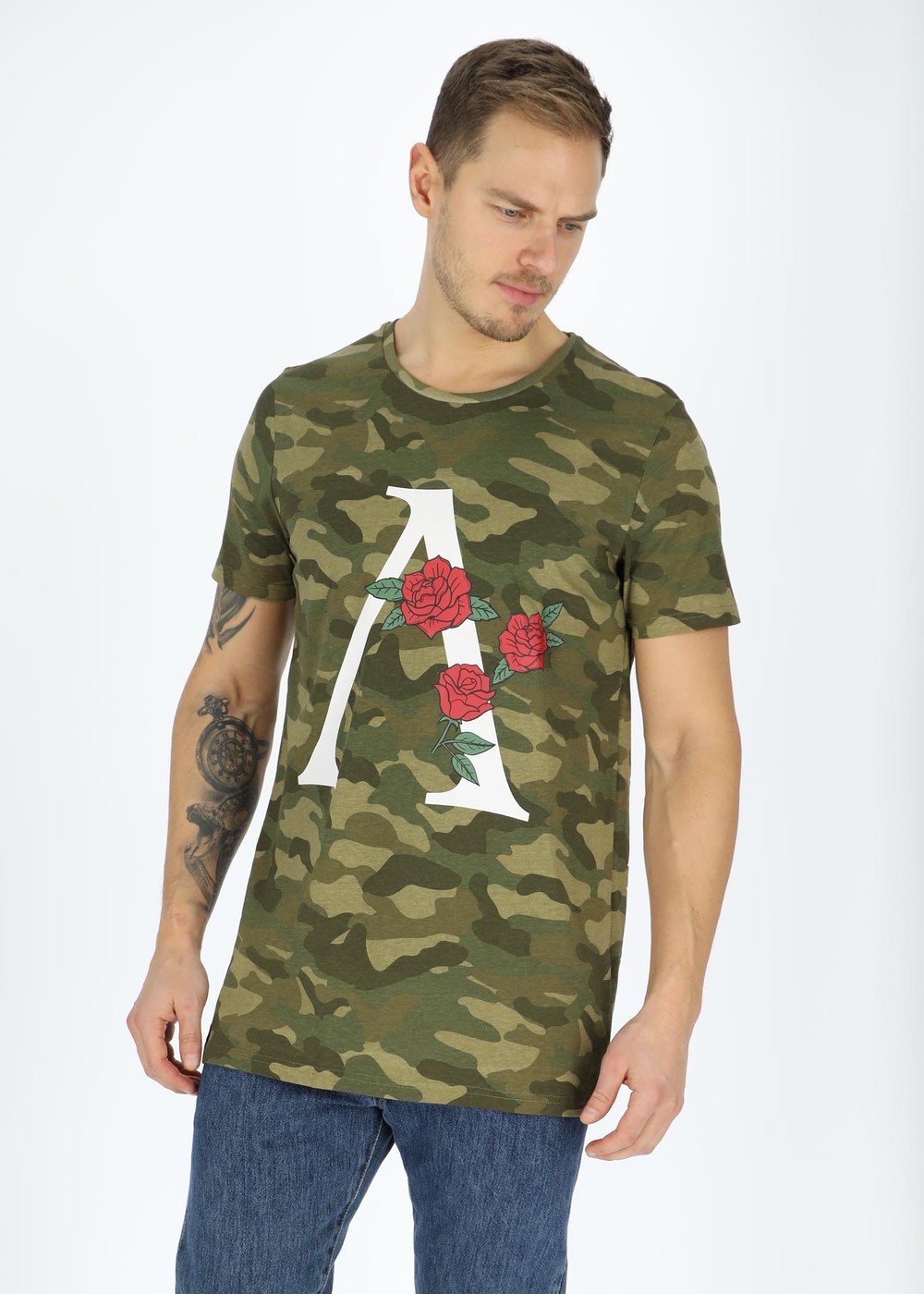 Rose Tee, Camouflage, Xs,  T-Shirts