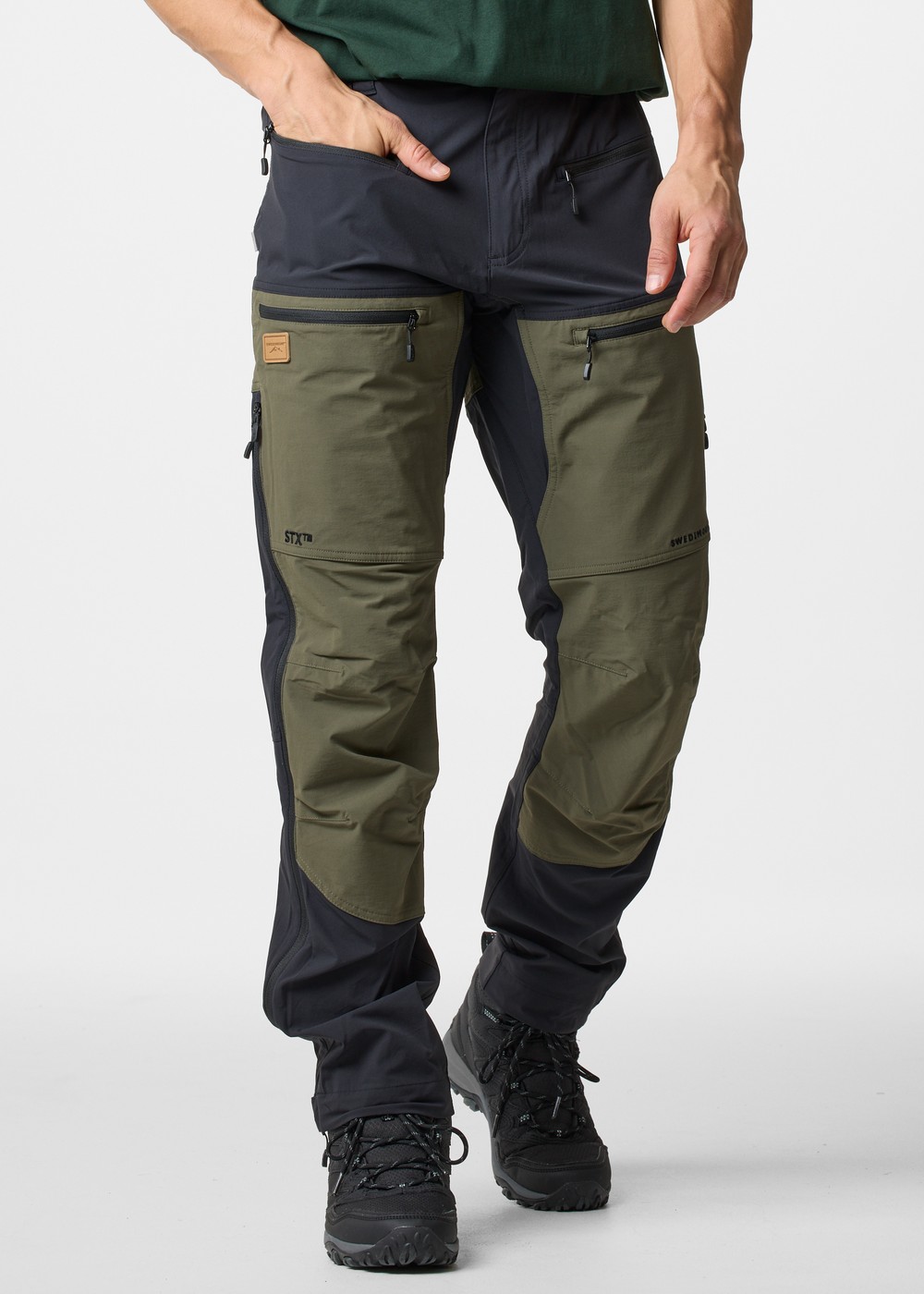 Lofoten Stretch Pants, Black/Olive, L,  Byxor