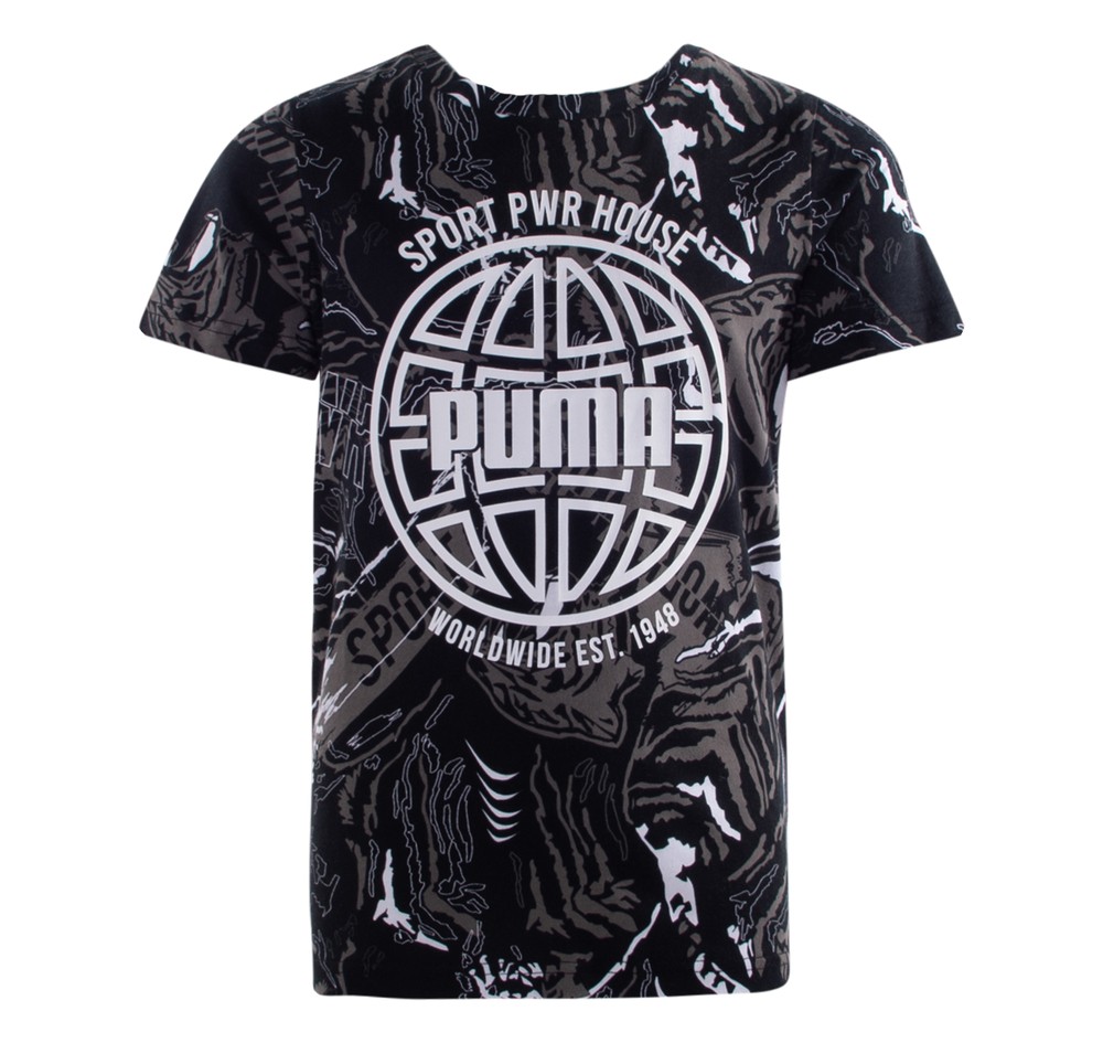 Alpha Aop Tee B, Puma Black, 104,  T-Shirts