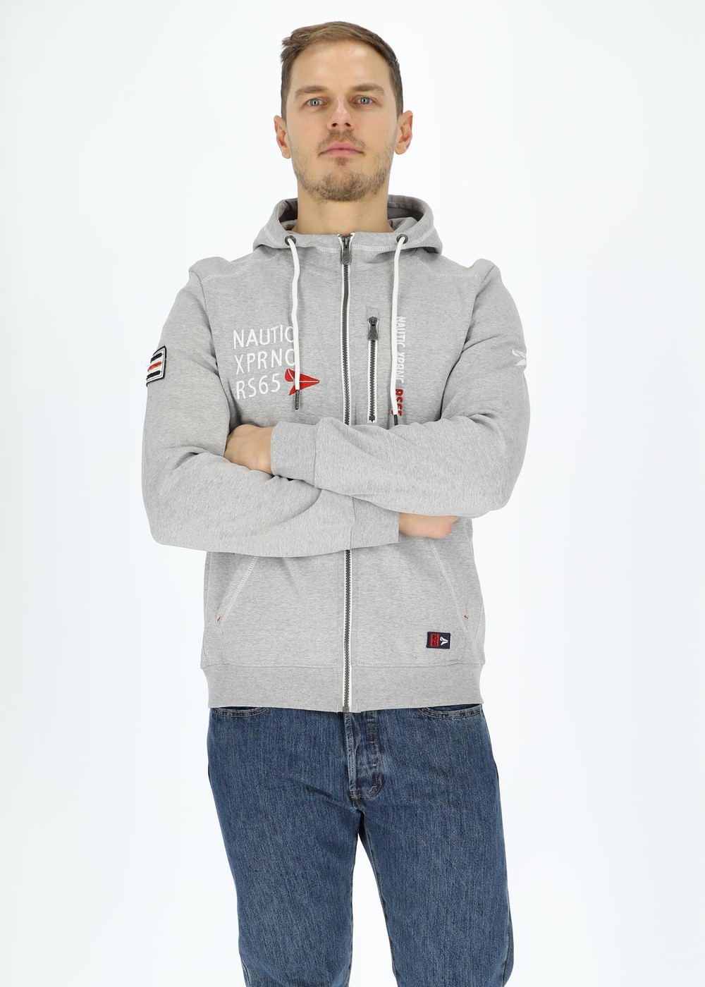Offshore Zip Hood, Lt Grey, L,  Hoodies