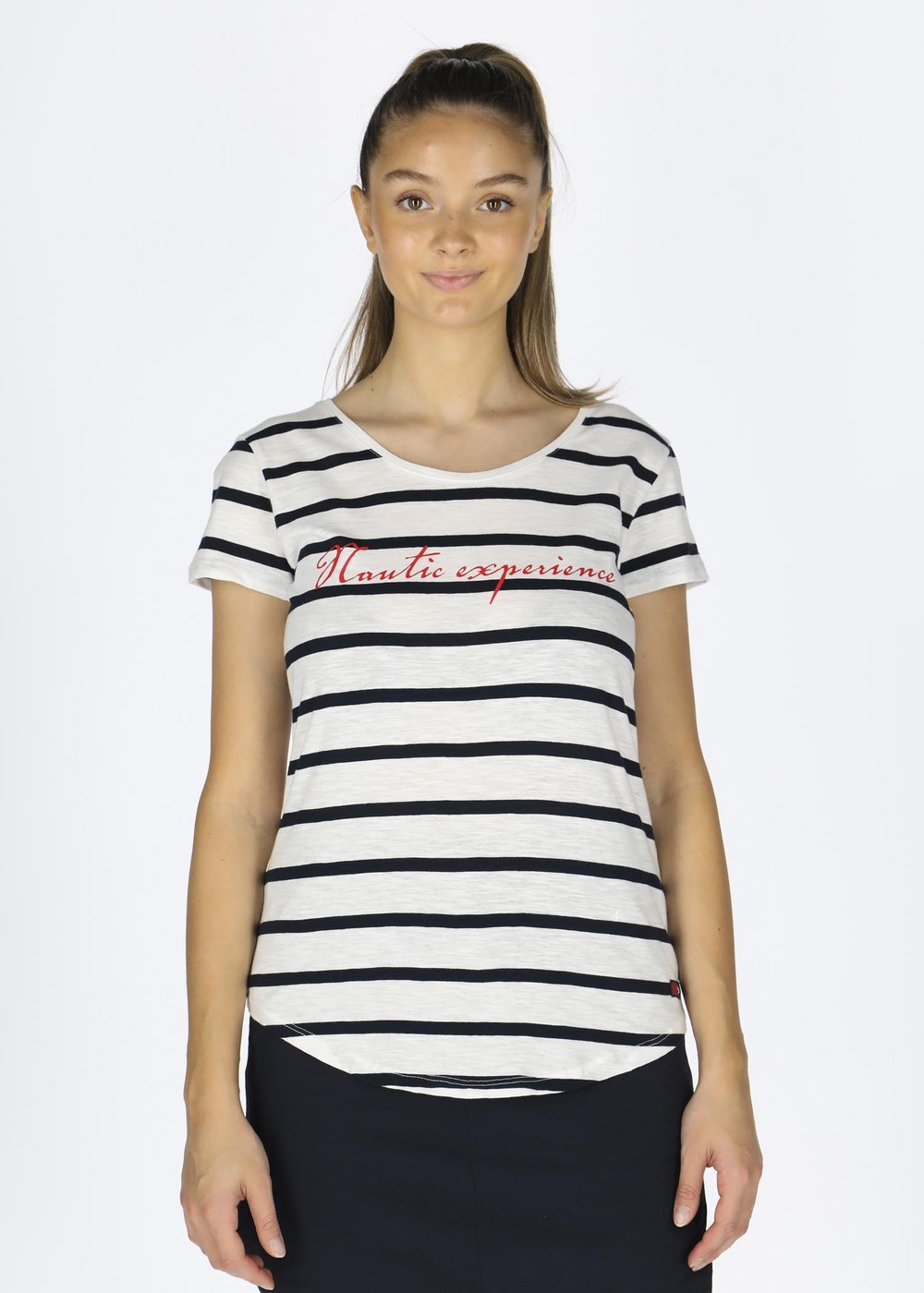 Ocean Stripe Tee W, White, 34,  Toppar