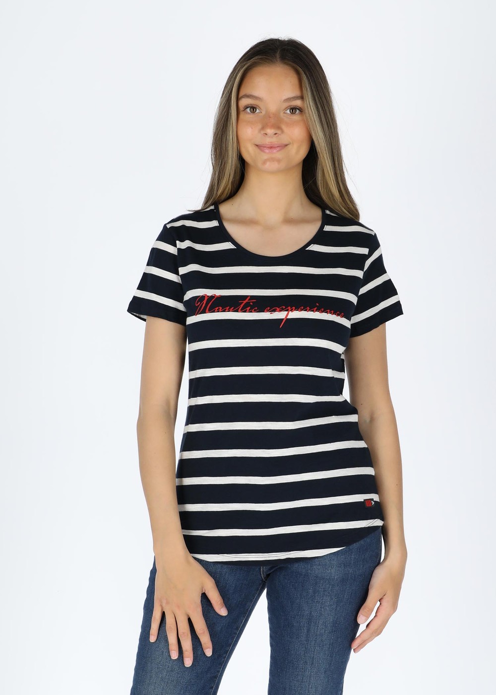 Ocean Stripe Tee W, Navy, 34,  Toppar