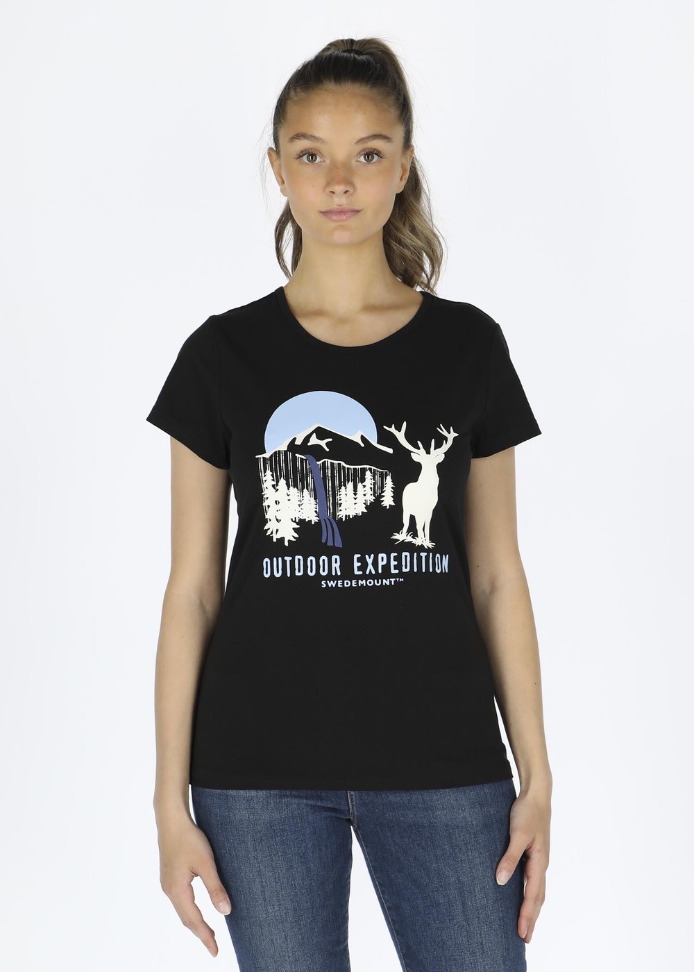 Forest Tee W, Black Deer Waterfall, 48,  T-Shirts