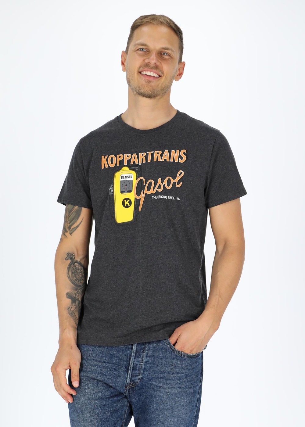 Gasoline Tee, Dk Grey Melange, S,  T-Shirts | Kläder//Jackor//Junior//Skidjackor | Padelspecialisterna