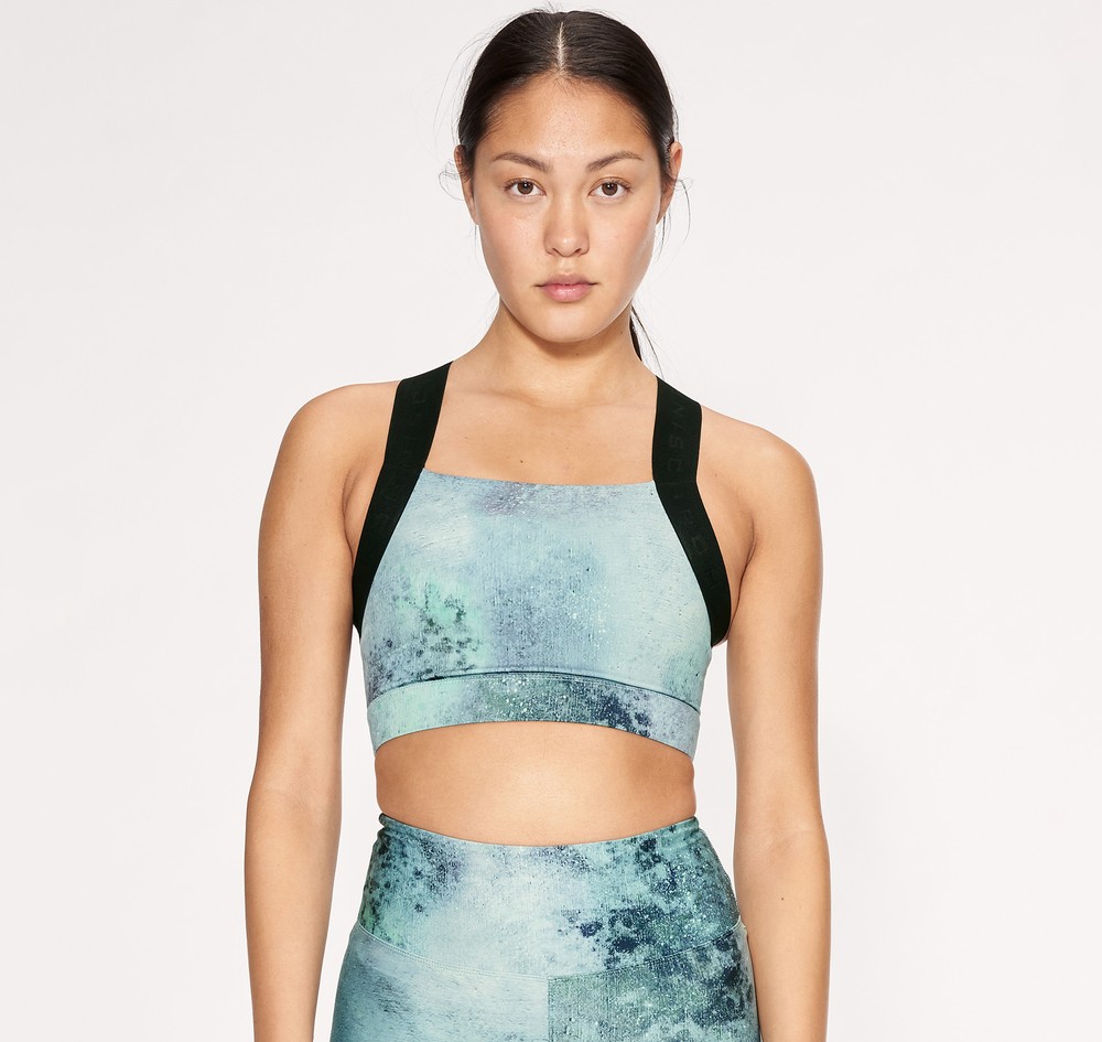 Kay Printed Sports Bra, Green Space Dyed, Xs,  Löparkläder