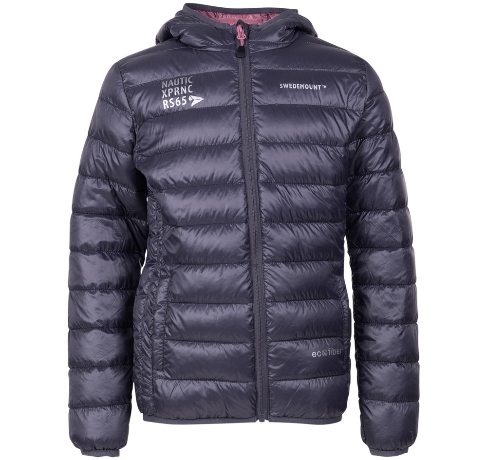 Nautic Light Hooded Jacket Jr, Graphite/Dusty Pink, 120,  Vinterjackor