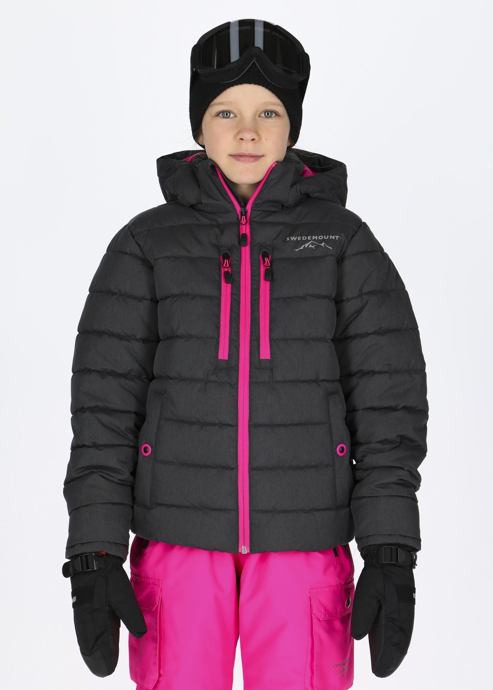 Branäs Jacket Jr, Charcoal Melange/Fresh Pink, 110,  Skidjackor