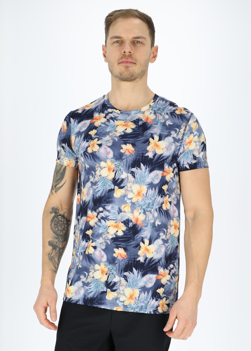 Fusion Tee, Flower Aop/Navy, S,  Tränings-T-Shirts