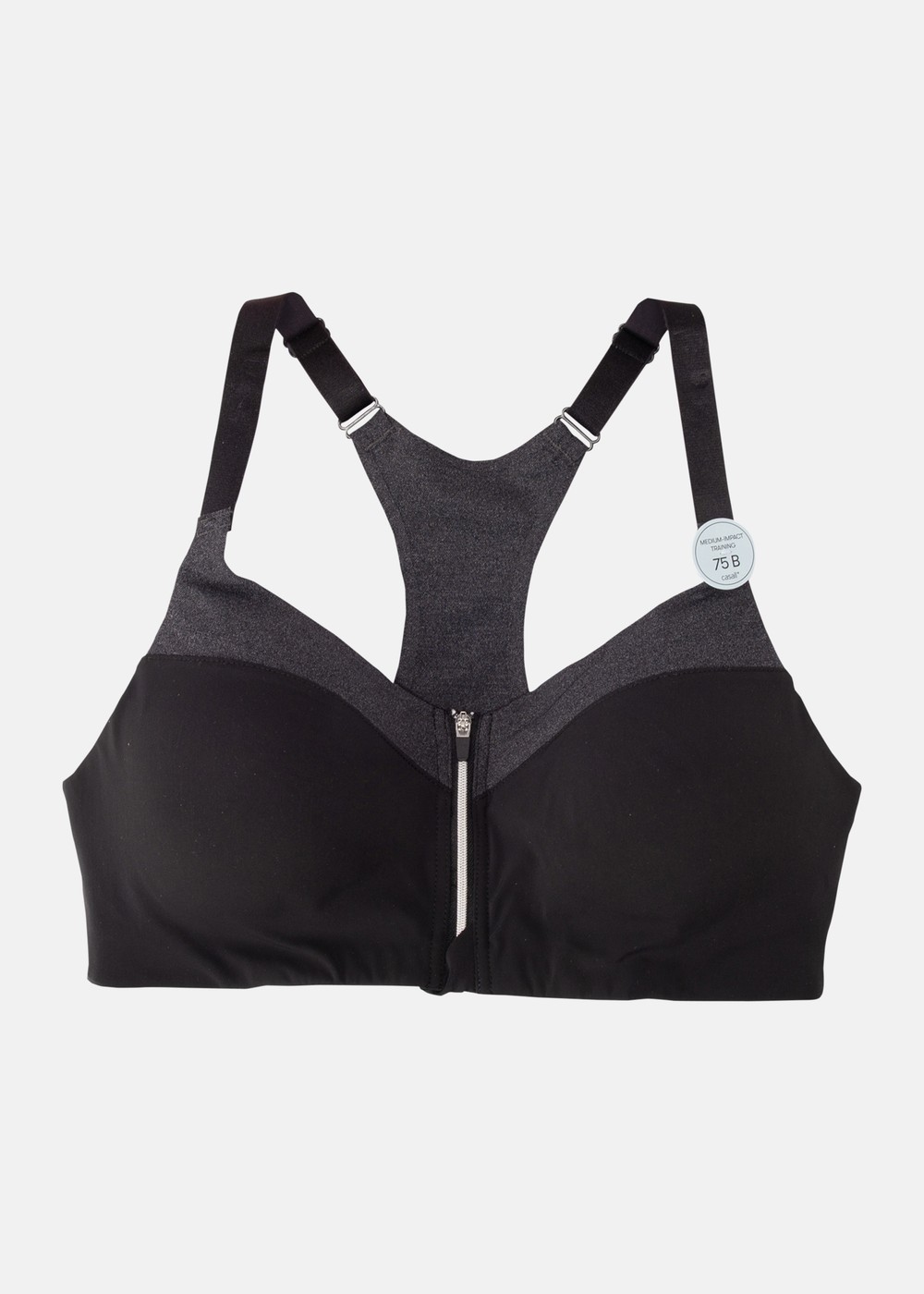 Front Zip Sports Bra, Dk Grey Melange, 70d,  Löparkläder