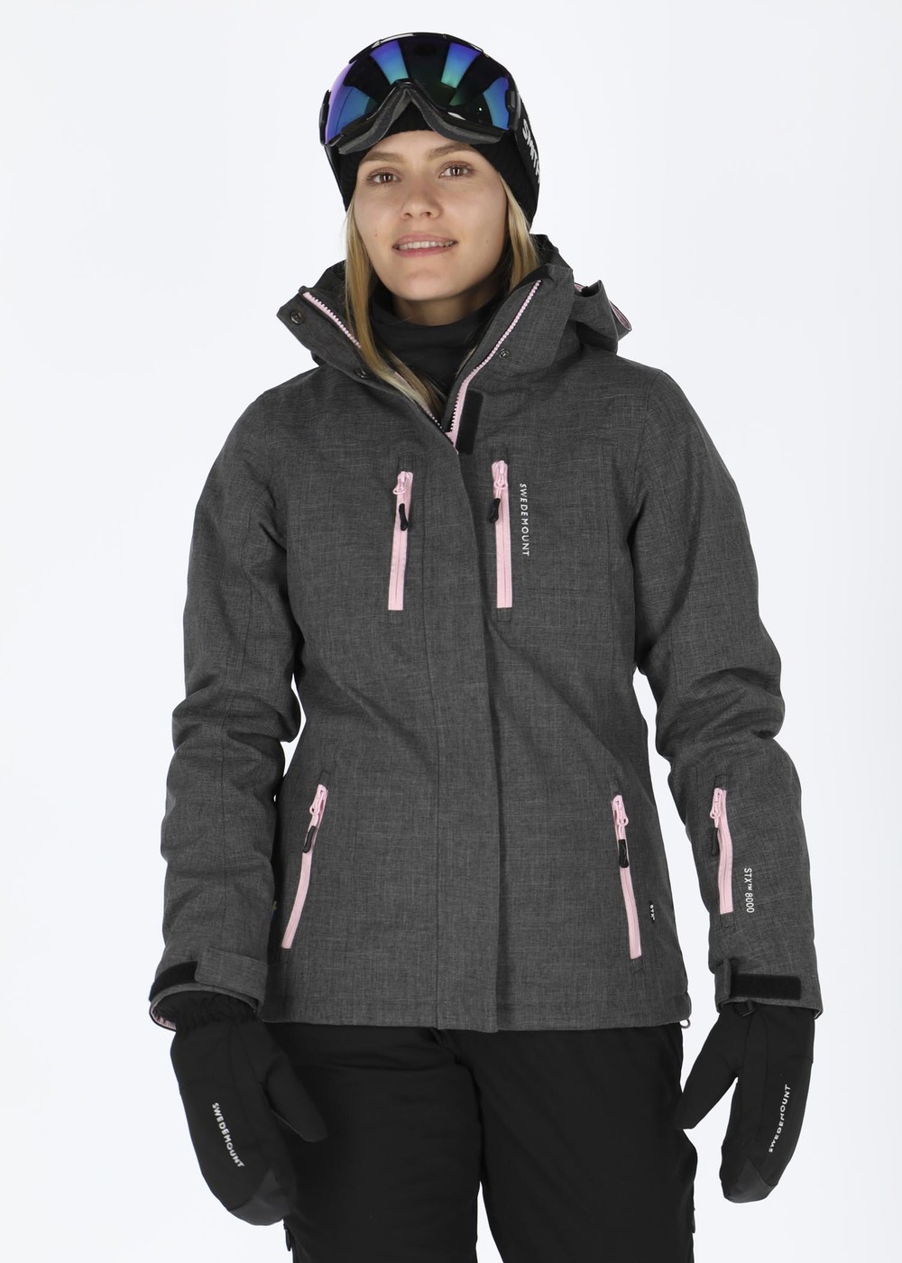 Cervinia Jacket W Charcoal Melange/Lt Pink 34  Vinterjackor