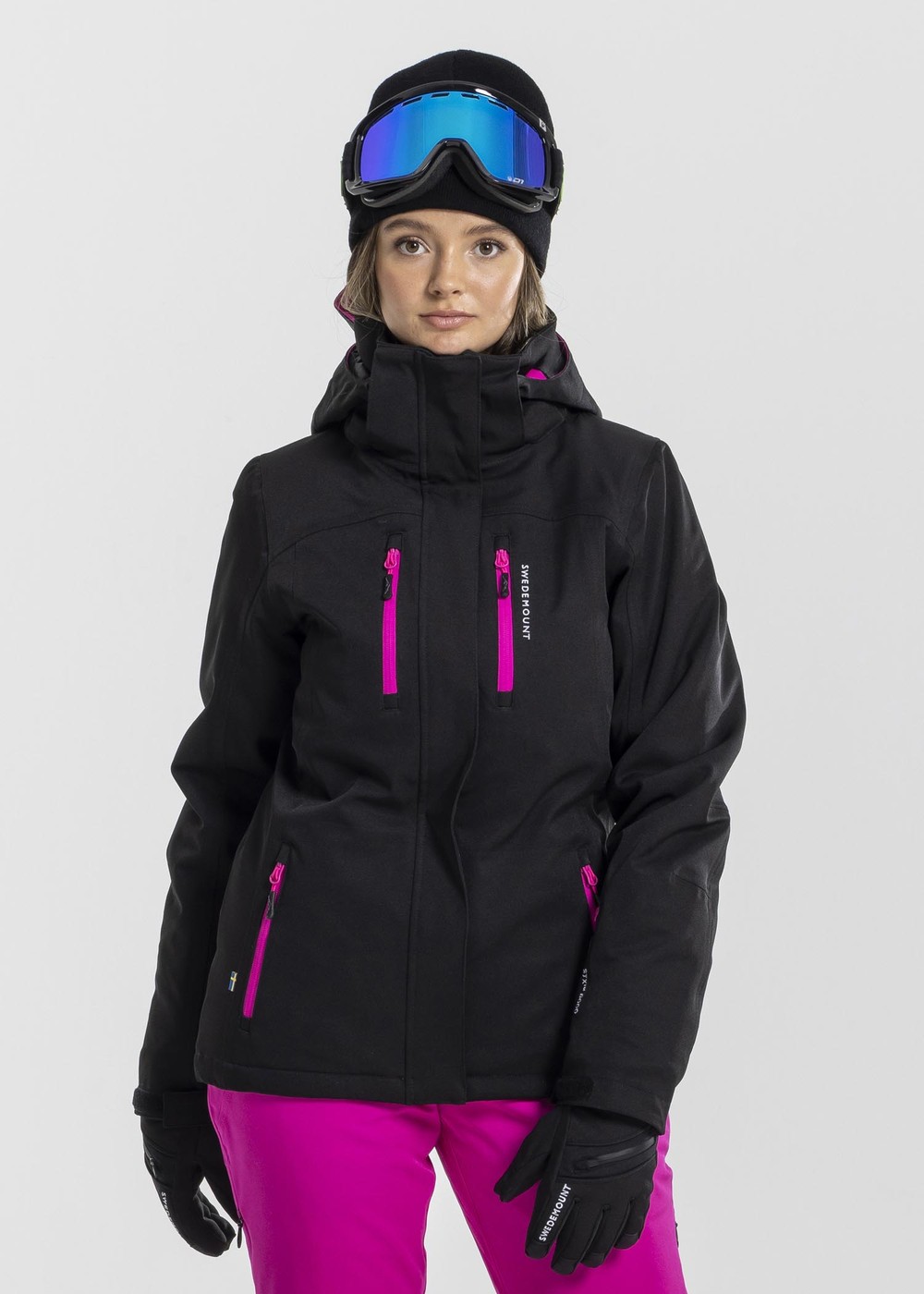 Cervinia Jacket W Black/Fresh Pink 40  Vinterjackor