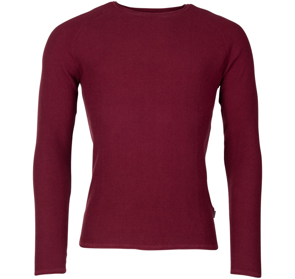 Knit - Greg O-Neck Structure, Wine Red, Xxl,  Stickat