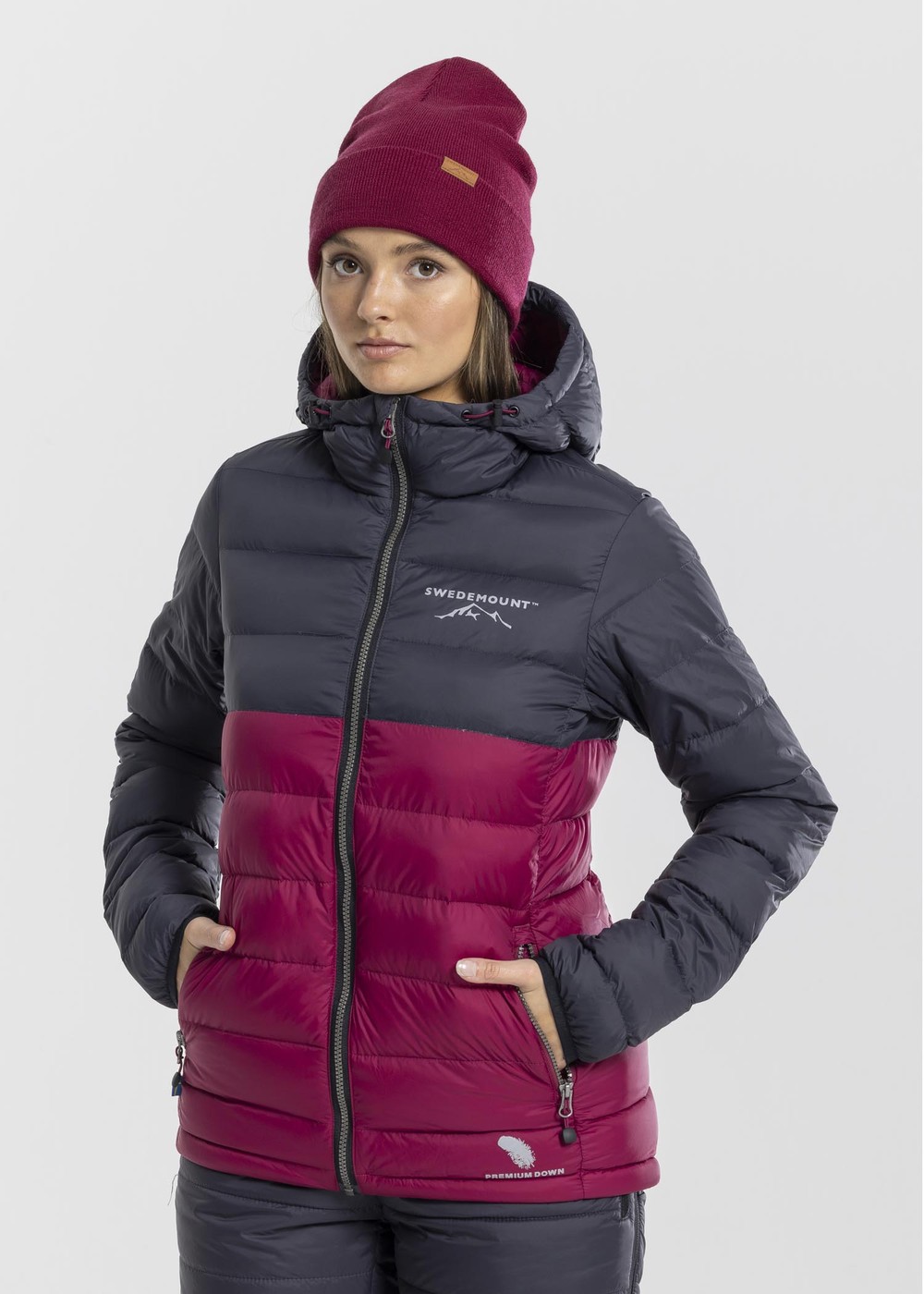 Östersund Down Jacket 2.0 W, Charcoal/Plum, 34,  Vinterjackor