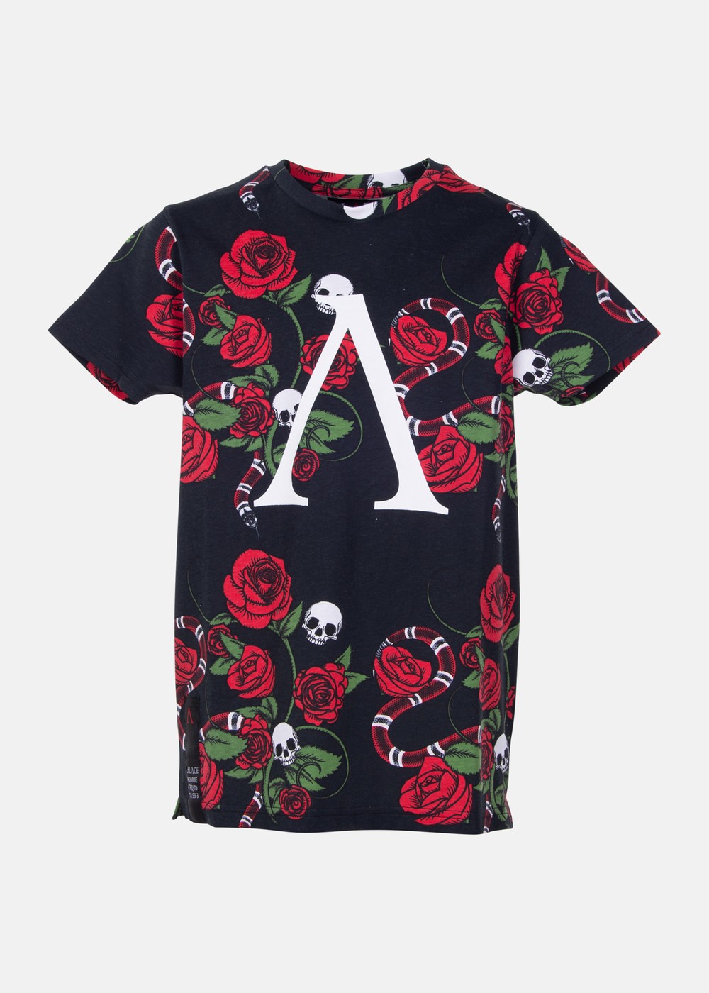 Rose Tee Jr, Black Aop, 120,  T-Shirts