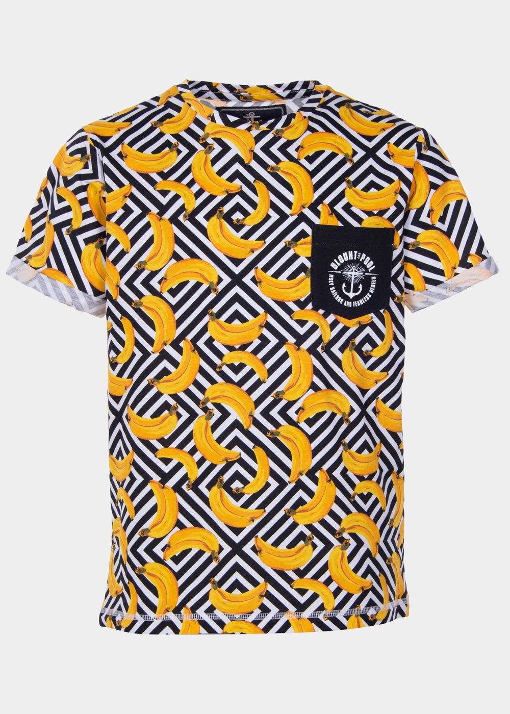 Tropical Pocket Tee Jr, Yellow Graphic Banana, 120,  Strandkläder