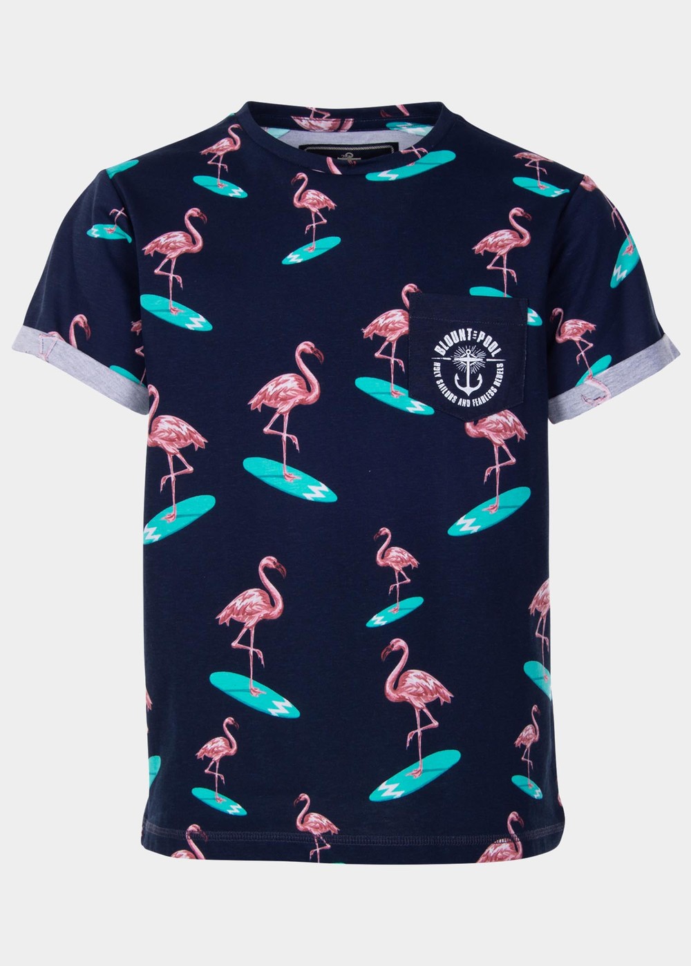 Tropical Pocket Tee Jr, Navy Surfing Flamingo, 90,  Strandkläder Tropical Pocket Tee Jr, Navy Surfing Flamingo, 90,  Strandkläder
