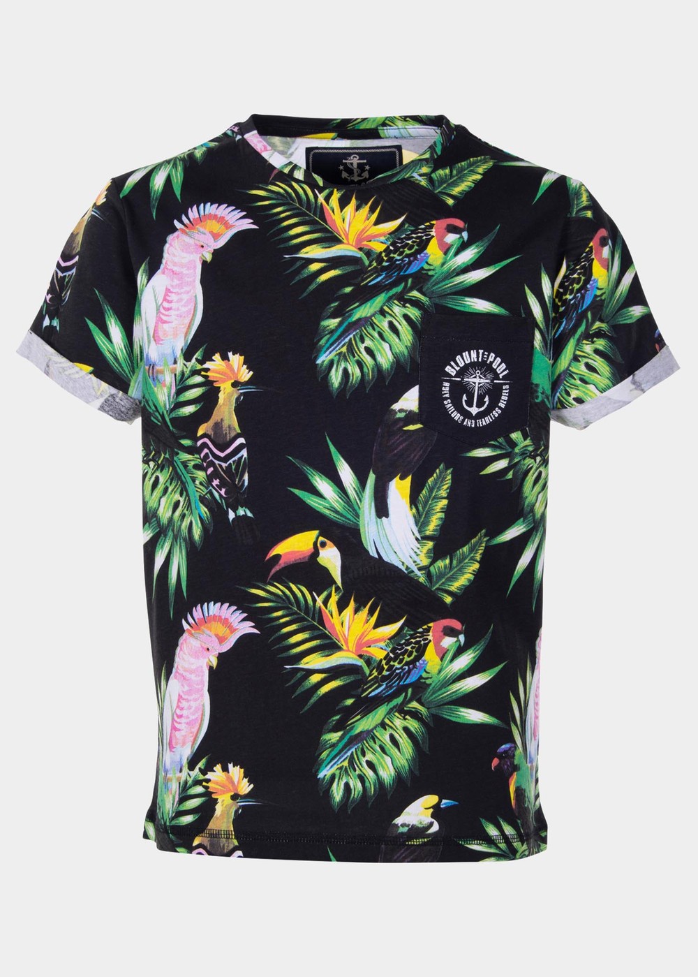 Tropical Pocket Tee Jr, Black Kakadua, 100,  Strandkläder Tropical Pocket Tee Jr, Black Kakadua, 100,  Strandkläder