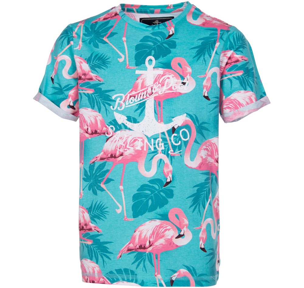 Tropical Tee Jr, Turquoise Flamingo, 100,  Strandkläder