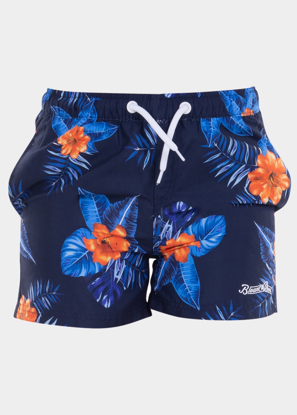 Beachshorts Jr, Navy Orange Flower, 90,  Badbyxor
